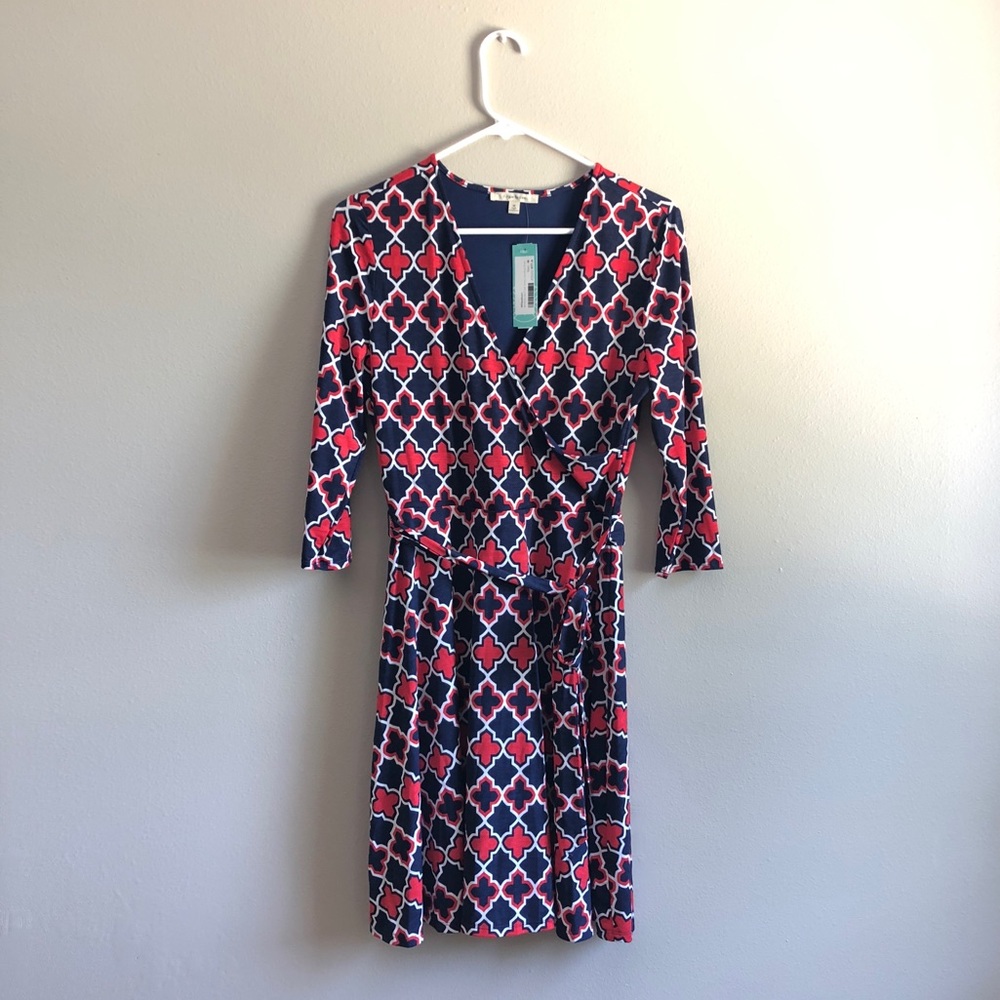 Stitch Fix 41 Hawthorn Geo Cube Wrap Dress MED